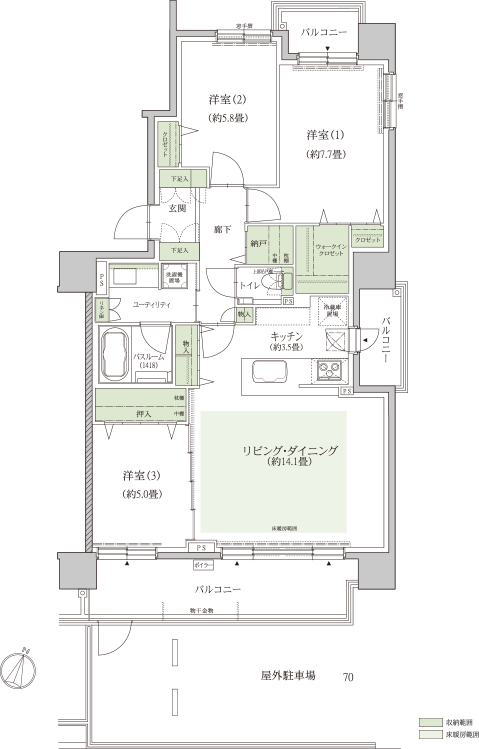 F1タイプ間取り図